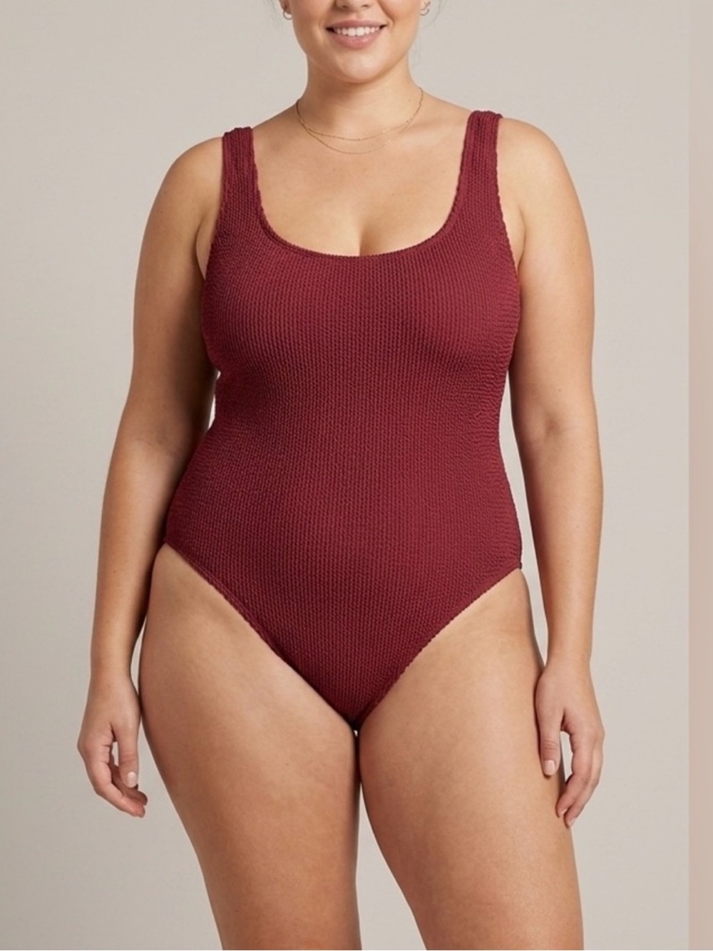 J. Crew Textured Scoop One-Piece Swimsuit - NWT Burgundy Size 16